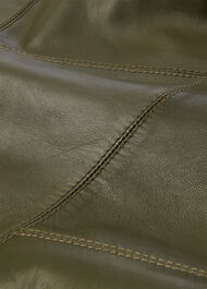 Zig Zag Panel Leather Skirt