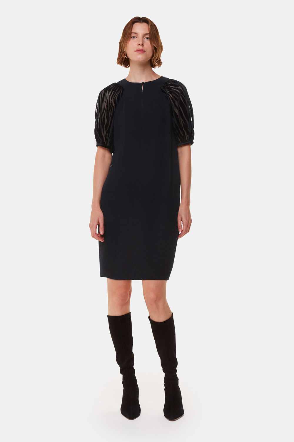 Black Lucy Zebra Velvet Sleeve Dress