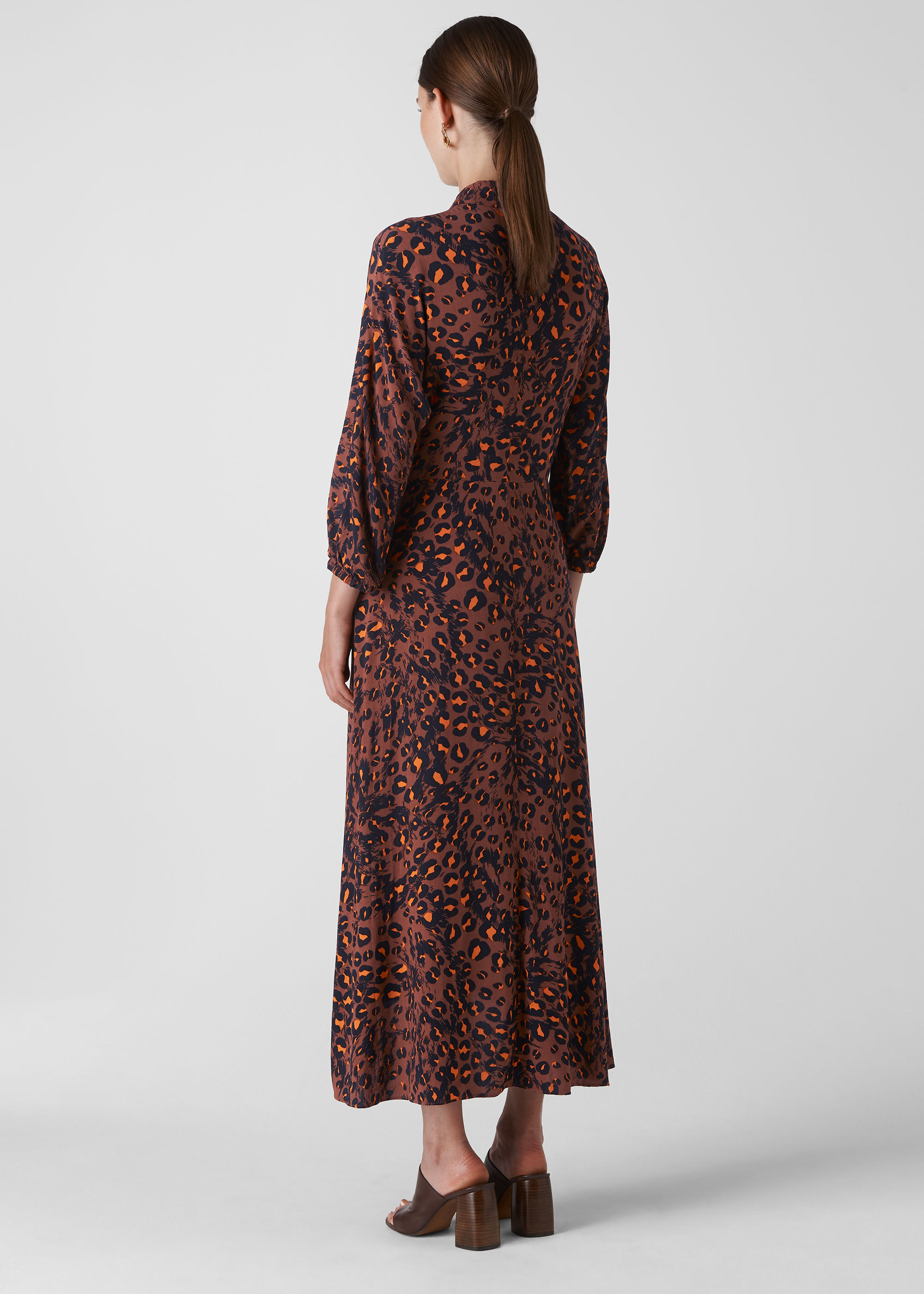 Brushed leopard button dress top
