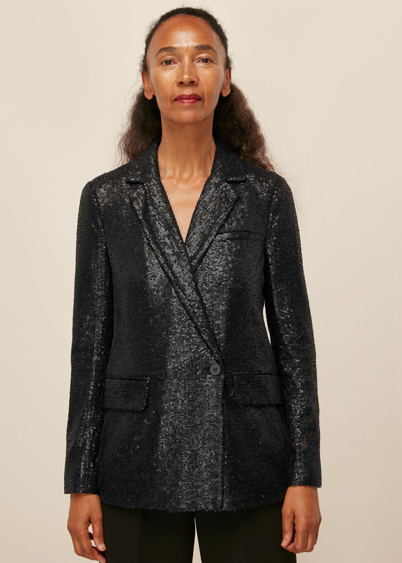 Sequin Double Breasted Blazer