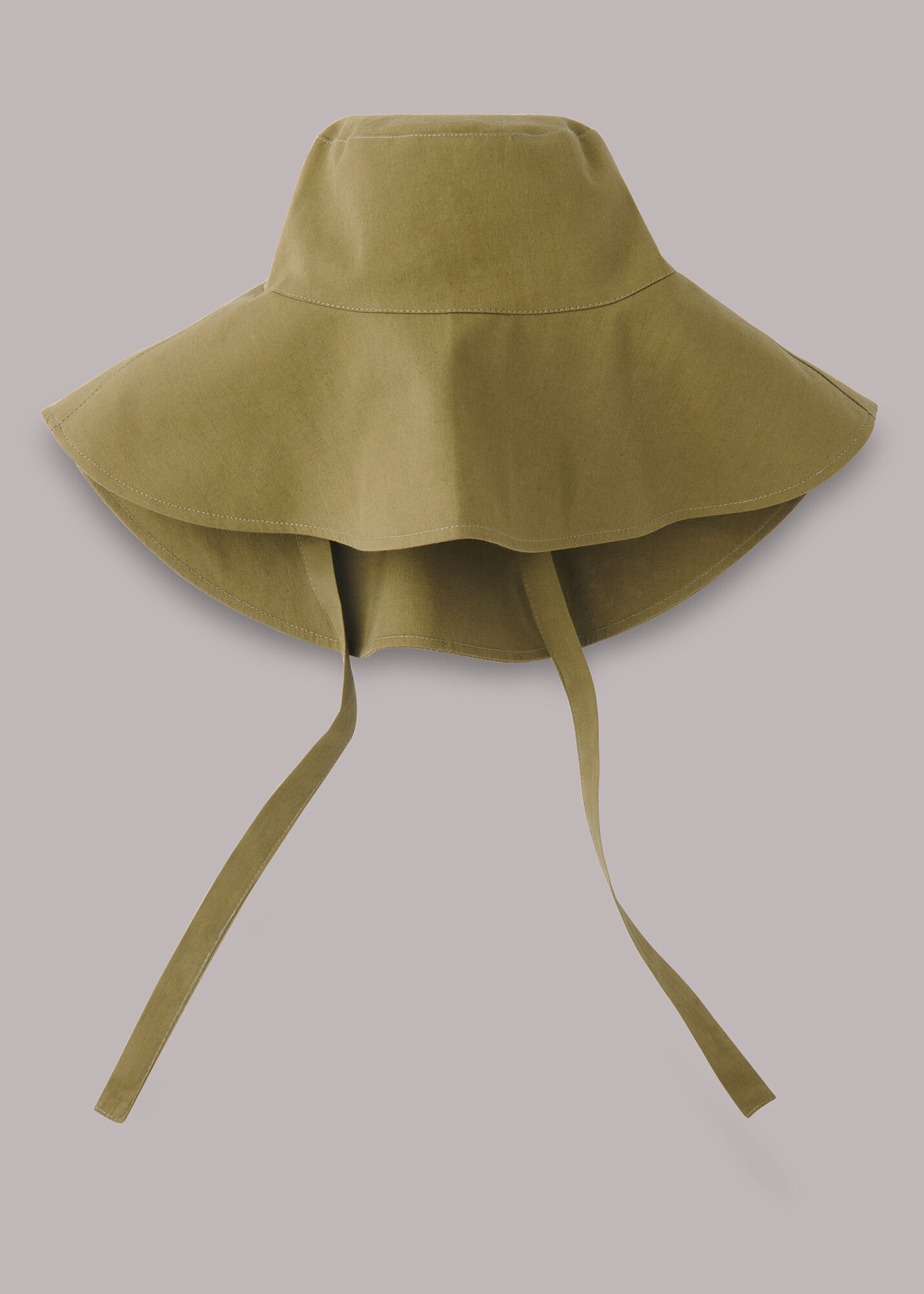 Khaki Sun Hat With Tie
