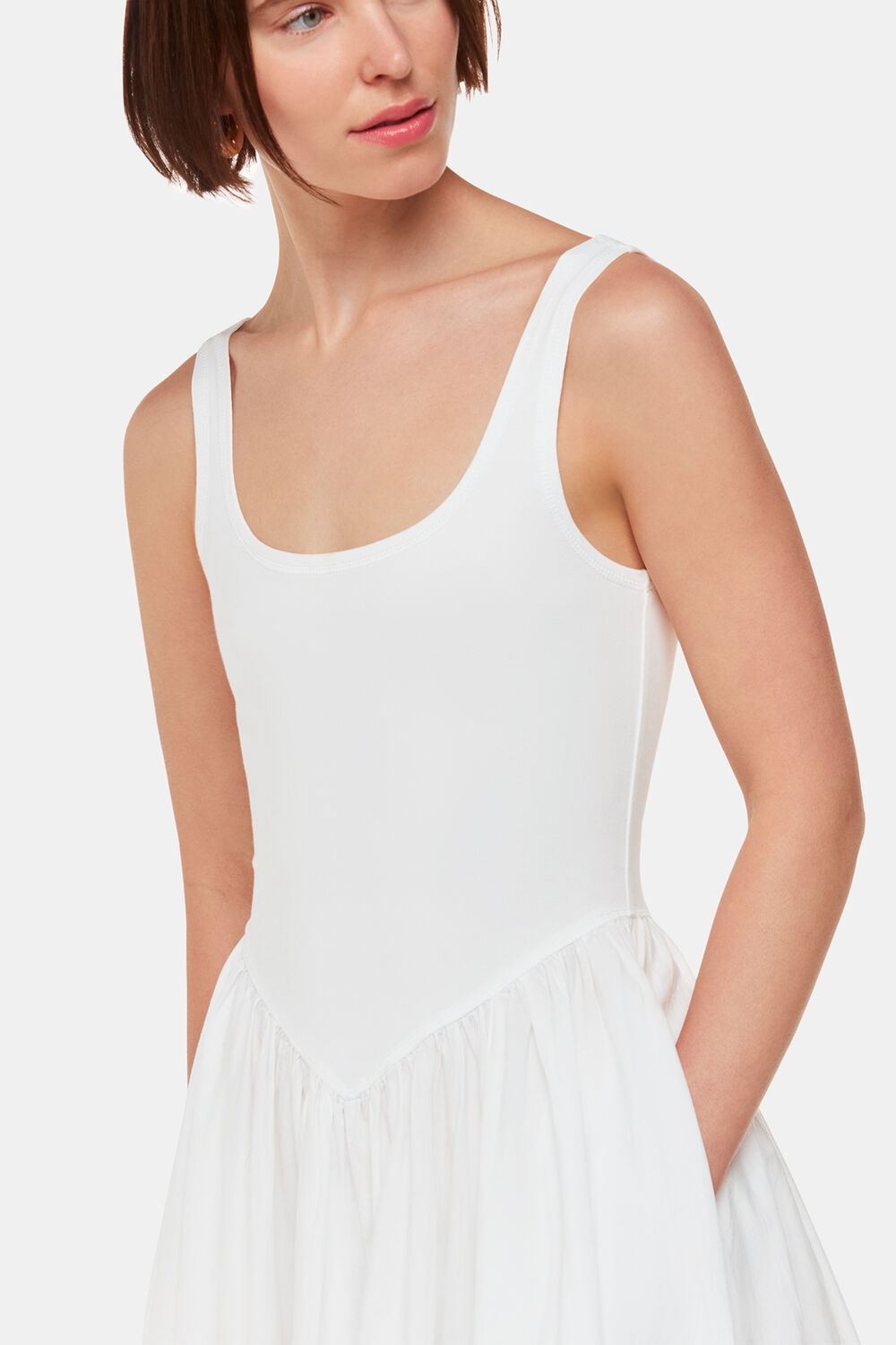 Poplin Cotton Mix Midi Dress