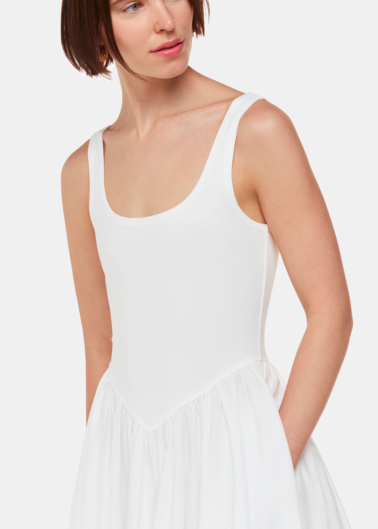 Poplin Cotton Mix Midi Dress