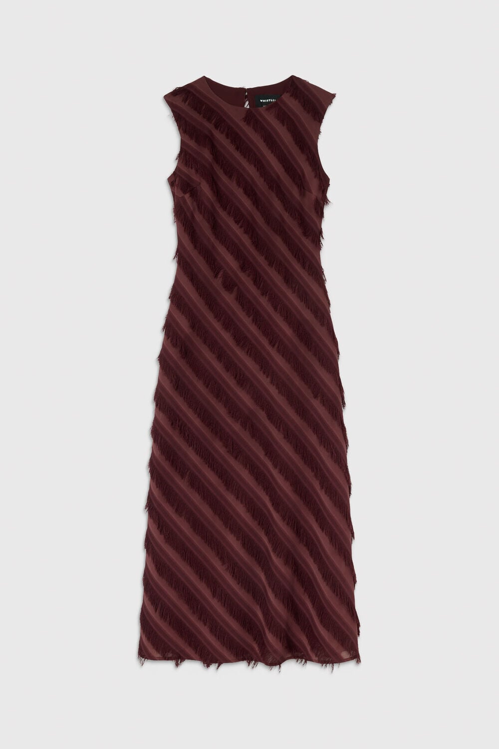 Brown Diagonal Fringe Textured Dress
