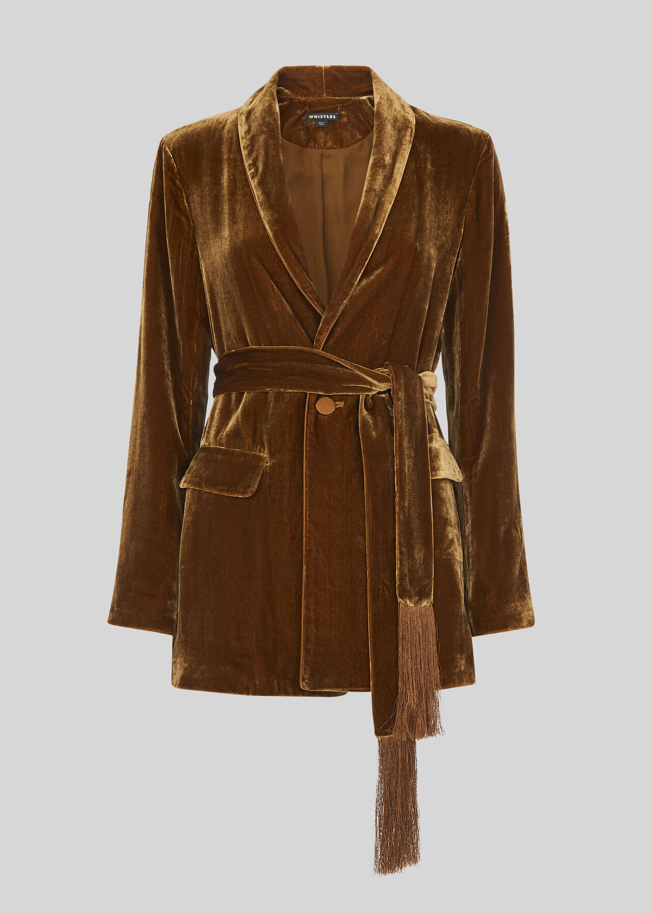 Gold Fringe Detail Velvet Jacket, WHISTLES