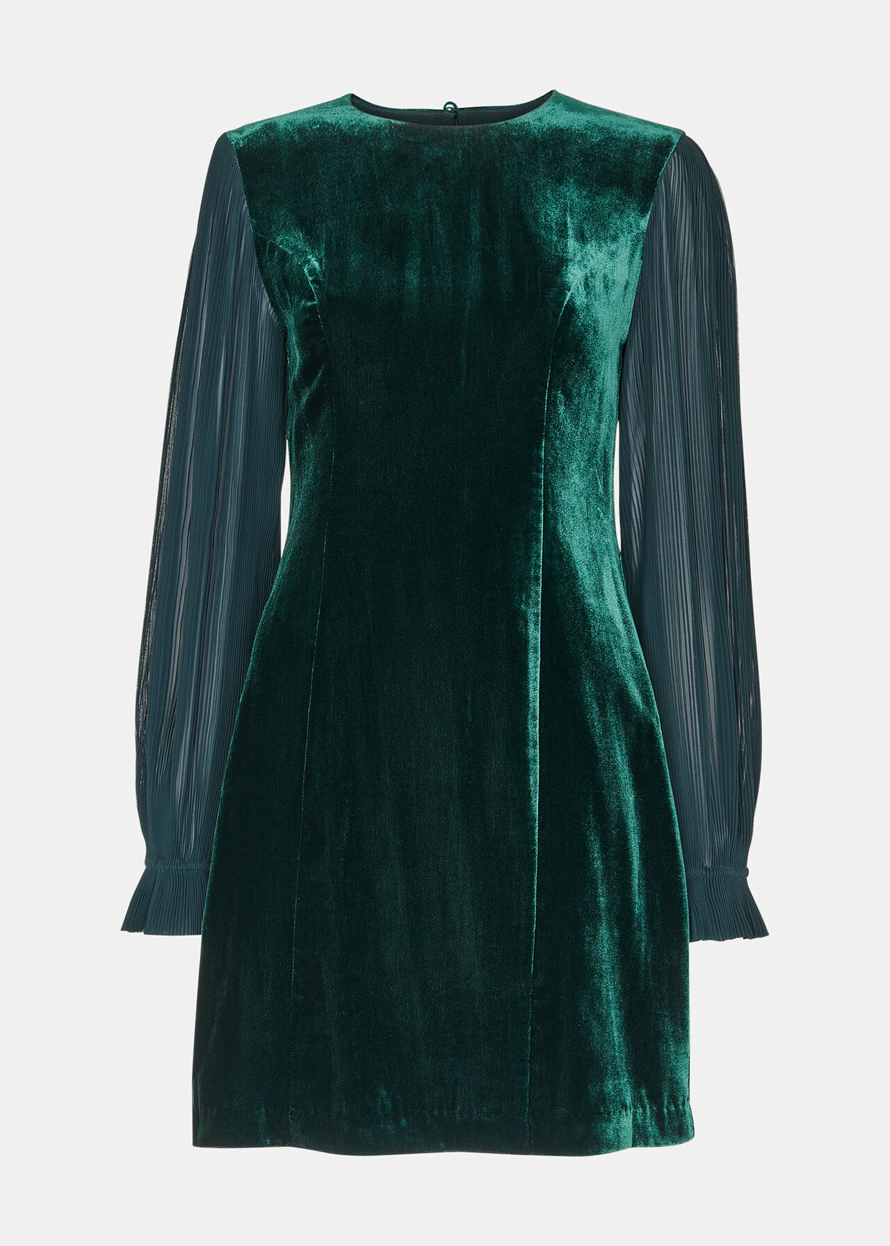Velvet Pleated Sleeve Dress