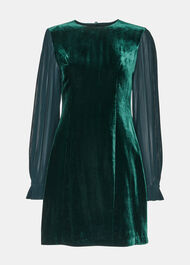 Velvet Pleated Sleeve Dress