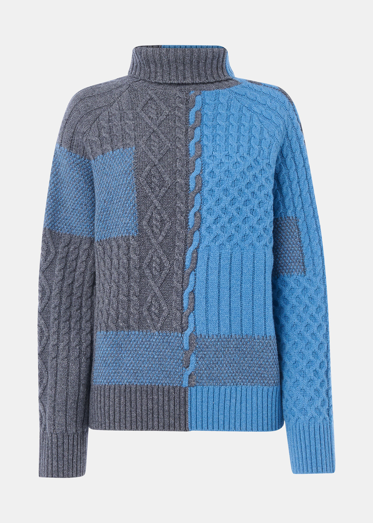Patchwork Cable Knit Sweater