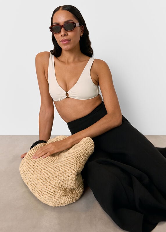 Ivory Ring Detail Bikini Top