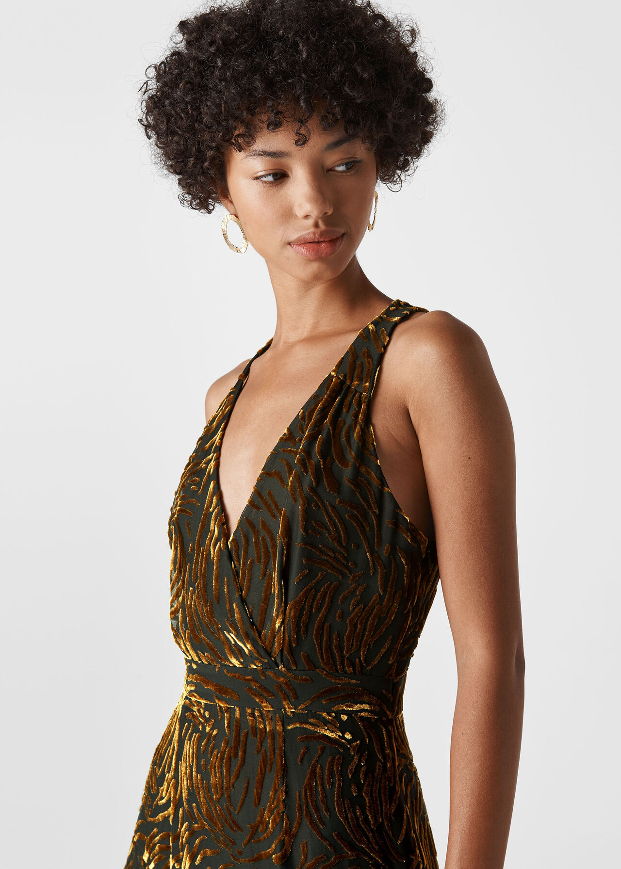 Gold Edith Reed Print Maxi Dress | WHISTLES