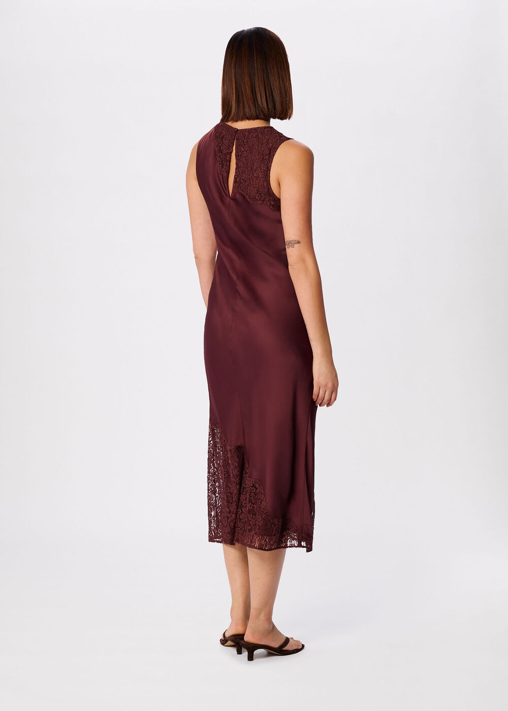 Lace Insert Midi Dress