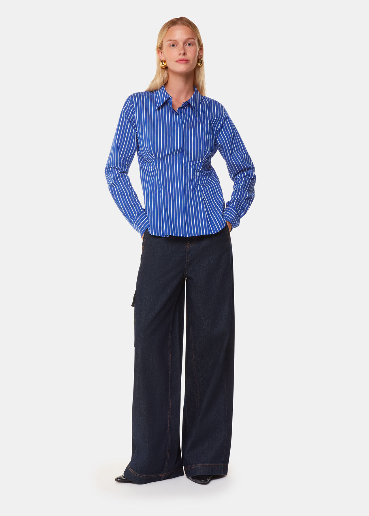 Stripe Waisted Cotton Shirt