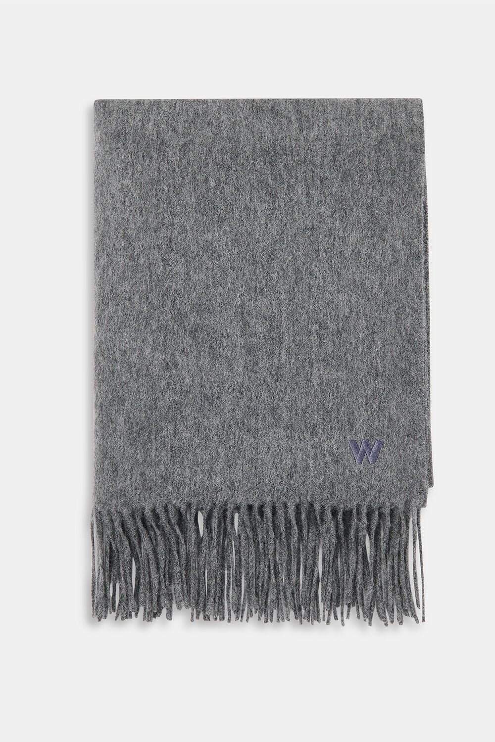 Grey Fringed Blanket Scarf