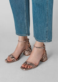 Hale Block Heel Sandal Snake Print