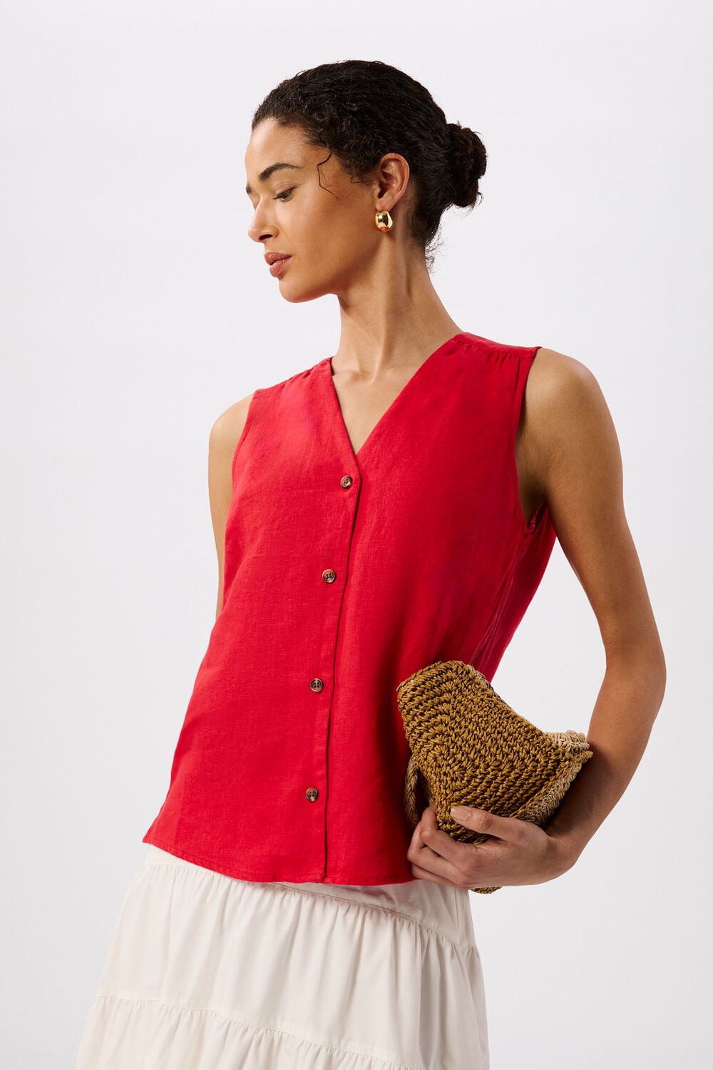 Red Laura Linen Tank