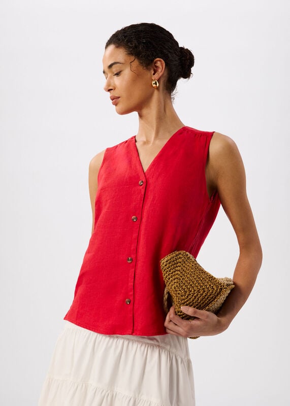 Red Laura Linen Tank
