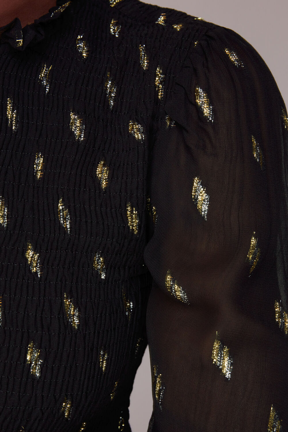 Dobby Shirred Metallic Dress