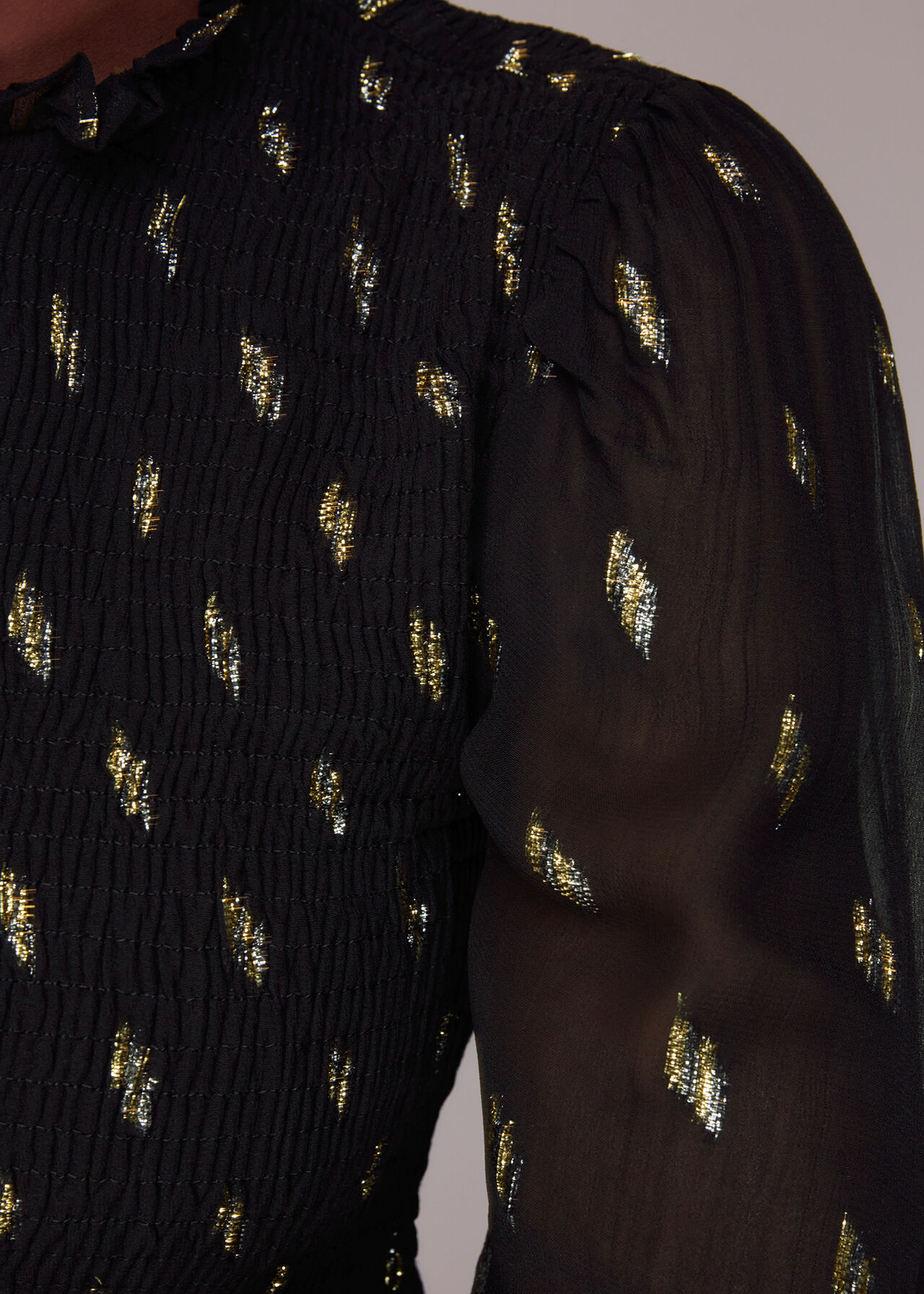 Dobby Shirred Metallic Dress