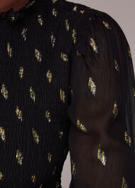 Dobby Shirred Metallic Dress