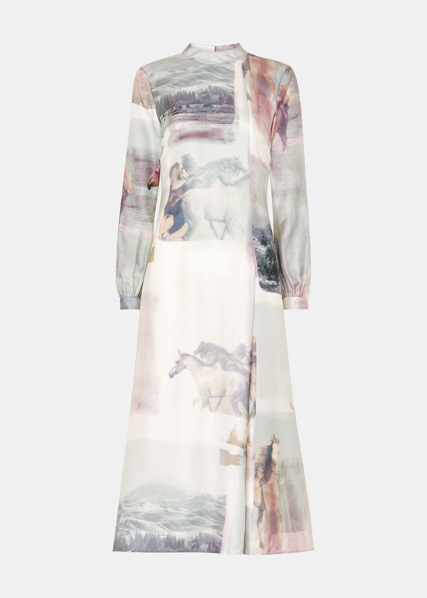 Ivory Multi Wild Horse Print Silk Dress WHISTLES Whistles US