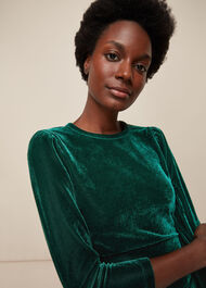 Dark Green Puff Sleeve Velvet Top | WHISTLES | Whistles UK