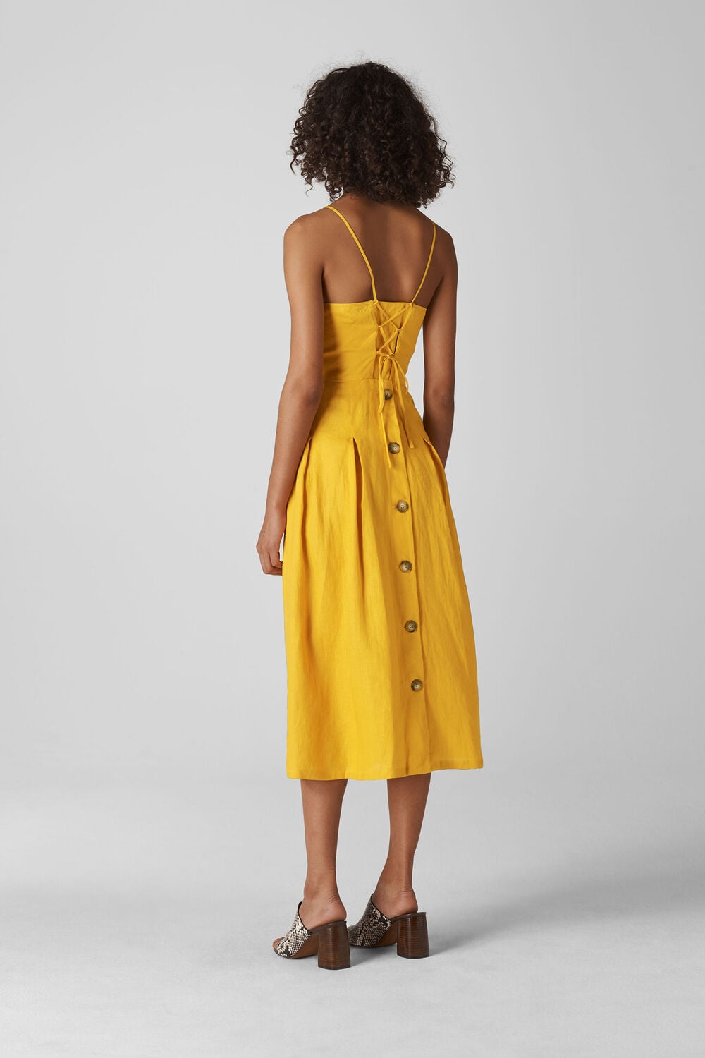 Duffy Linen Strappy Dress Yellow