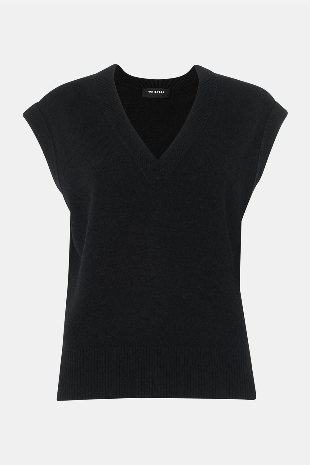 Black Wool V Neck Tank