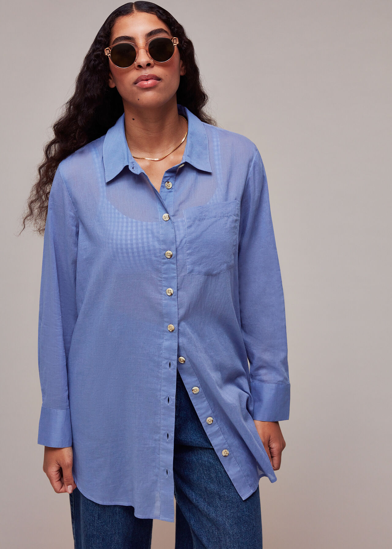 Denim Longline Beach Shirt