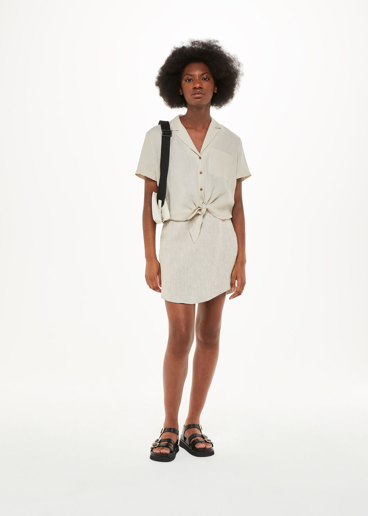 Tie Front Linen Blouse