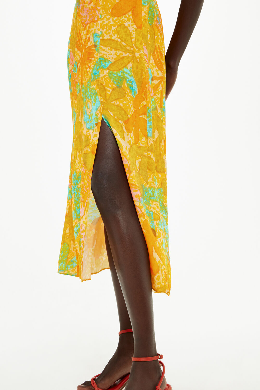Multicolour Palm Floral Carmel Dress