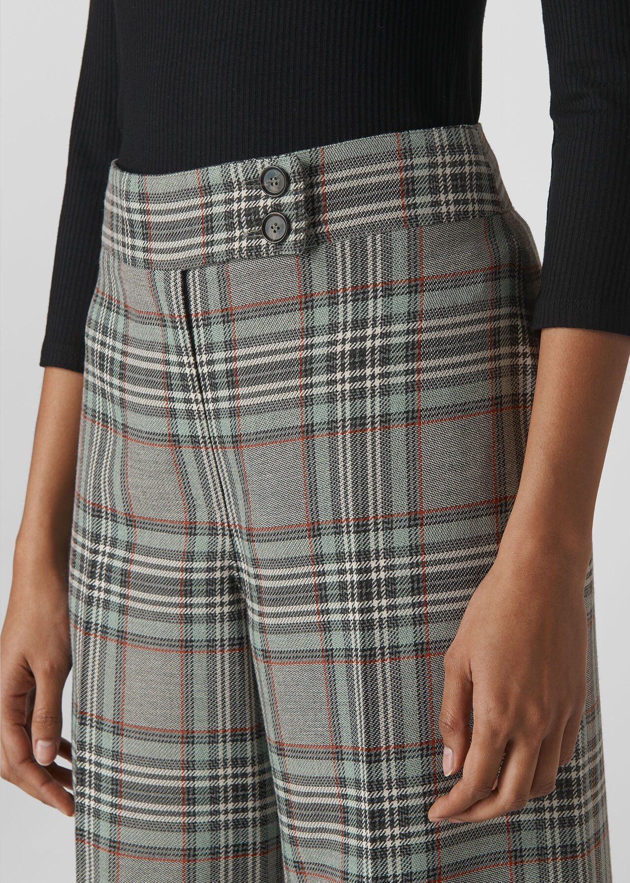 Cara Check Wide Leg Trouser Grey/Multi