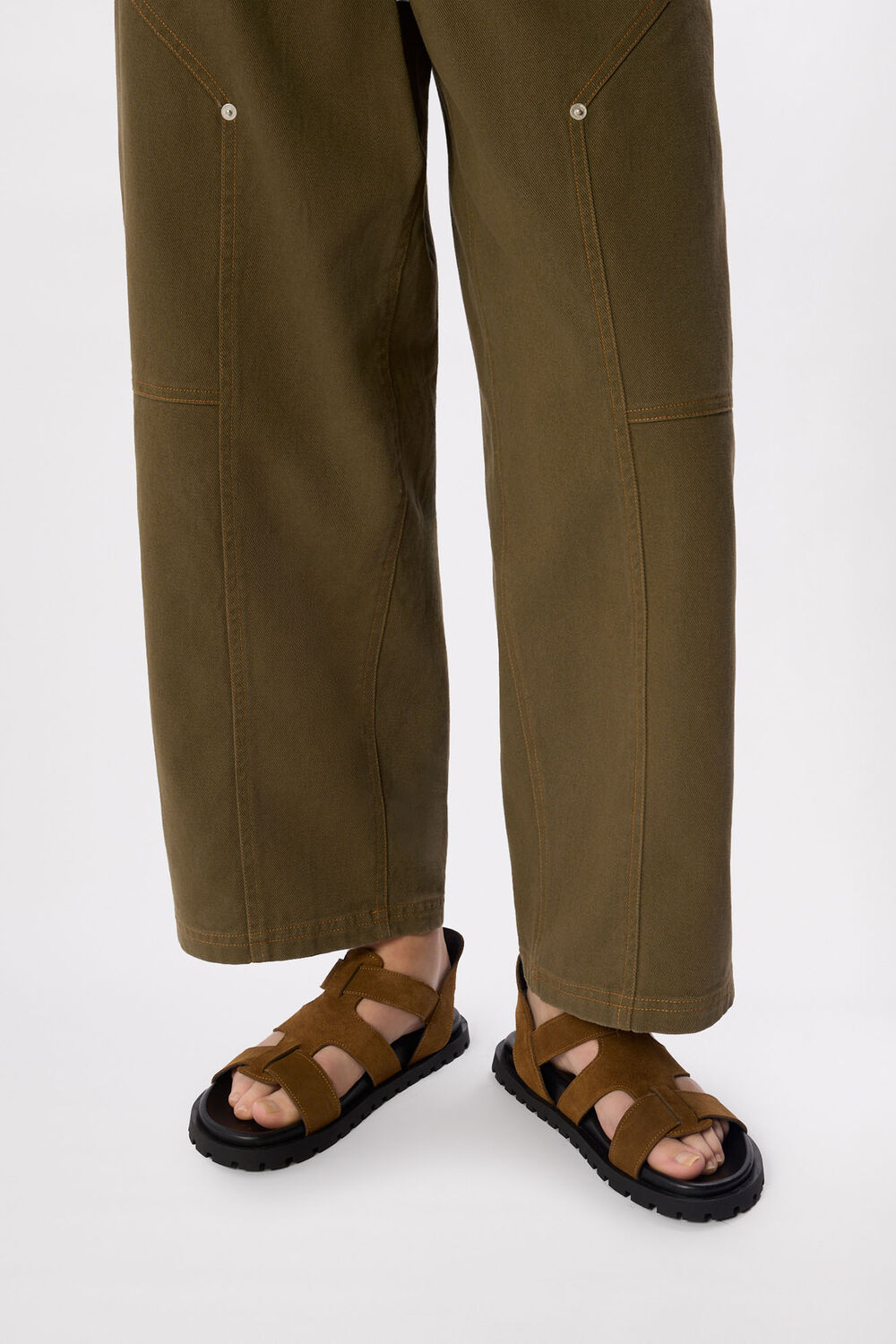 Tan Freya Fisherman Suede Sandal