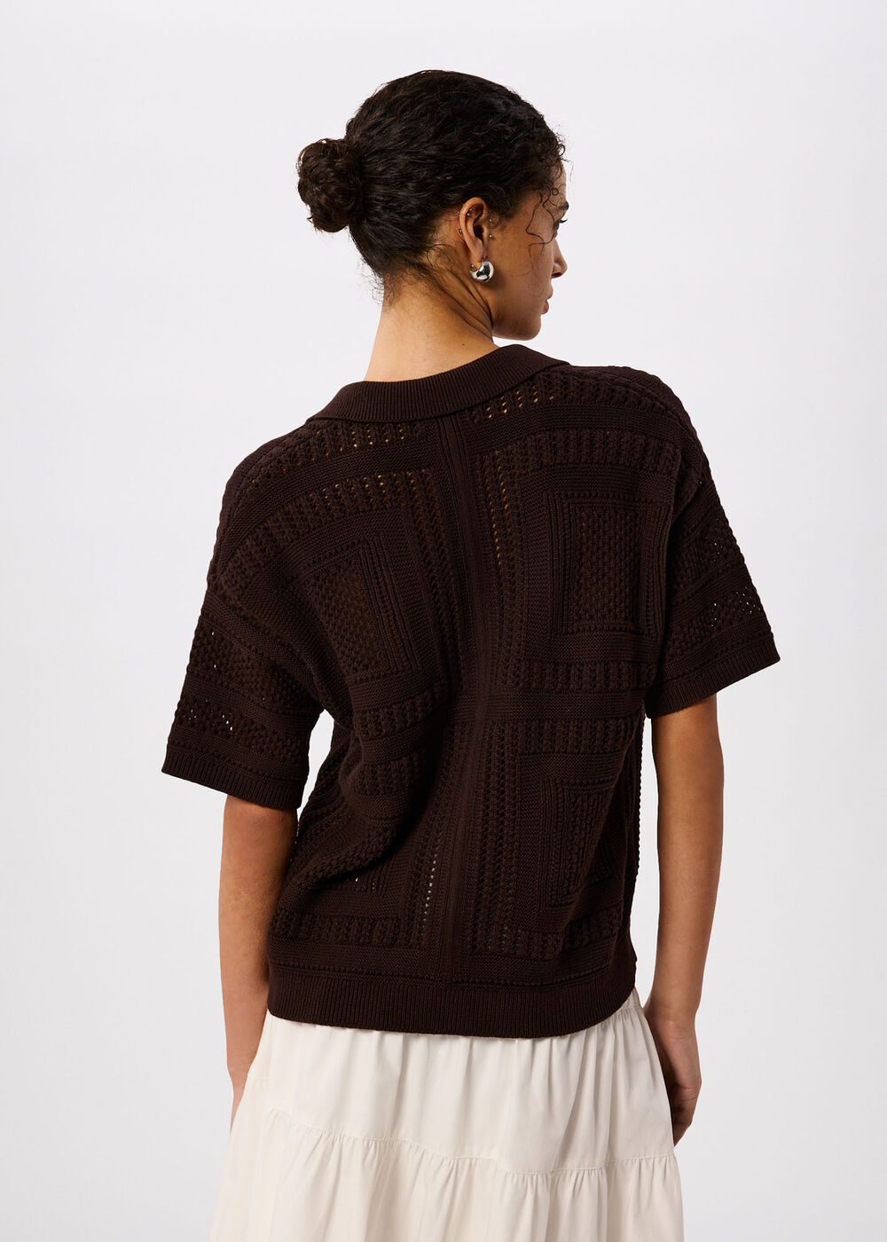 Crochet Detail Cotton Polo