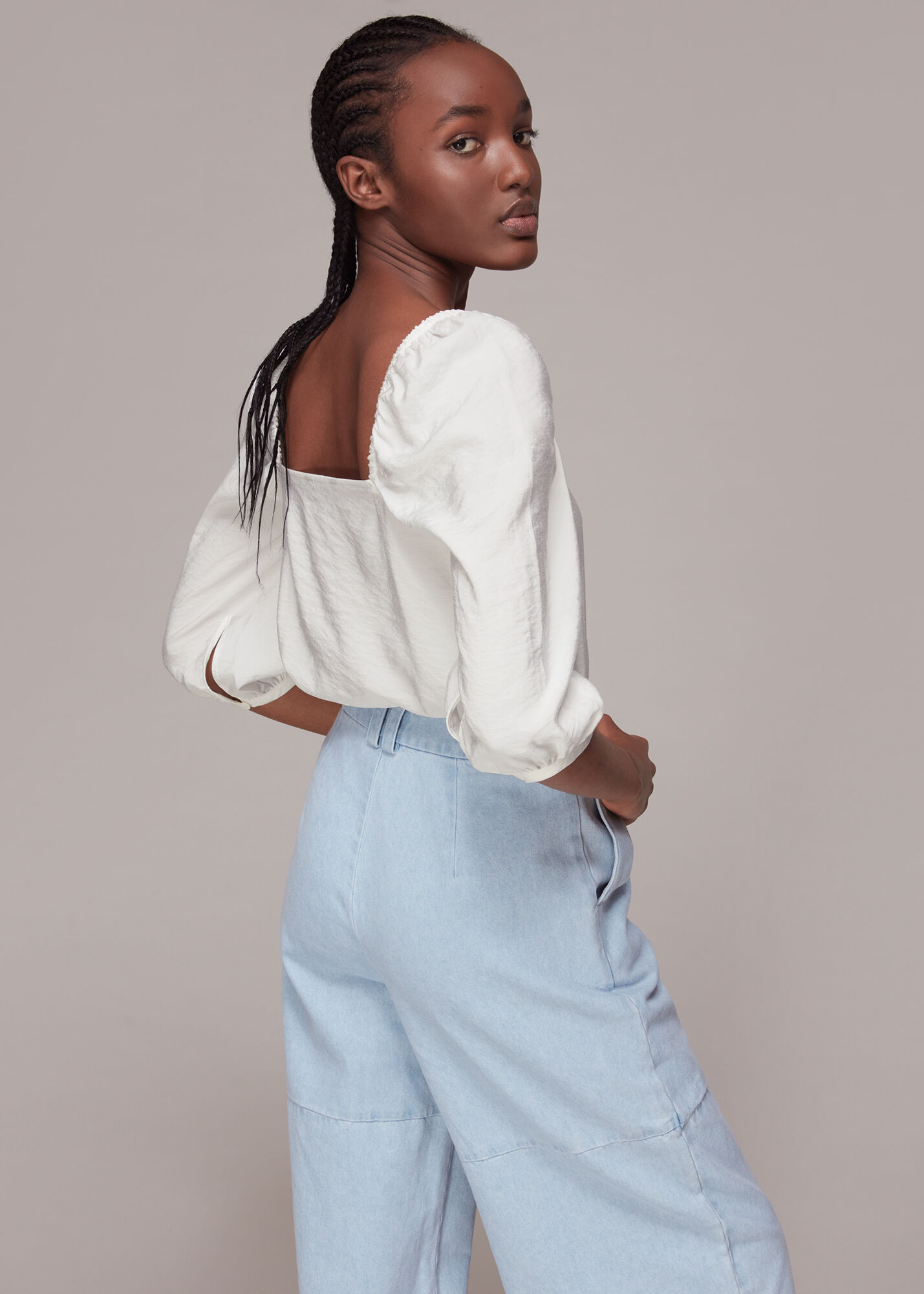 White Blanche Square Neck Top | WHISTLES | Whistles US |
