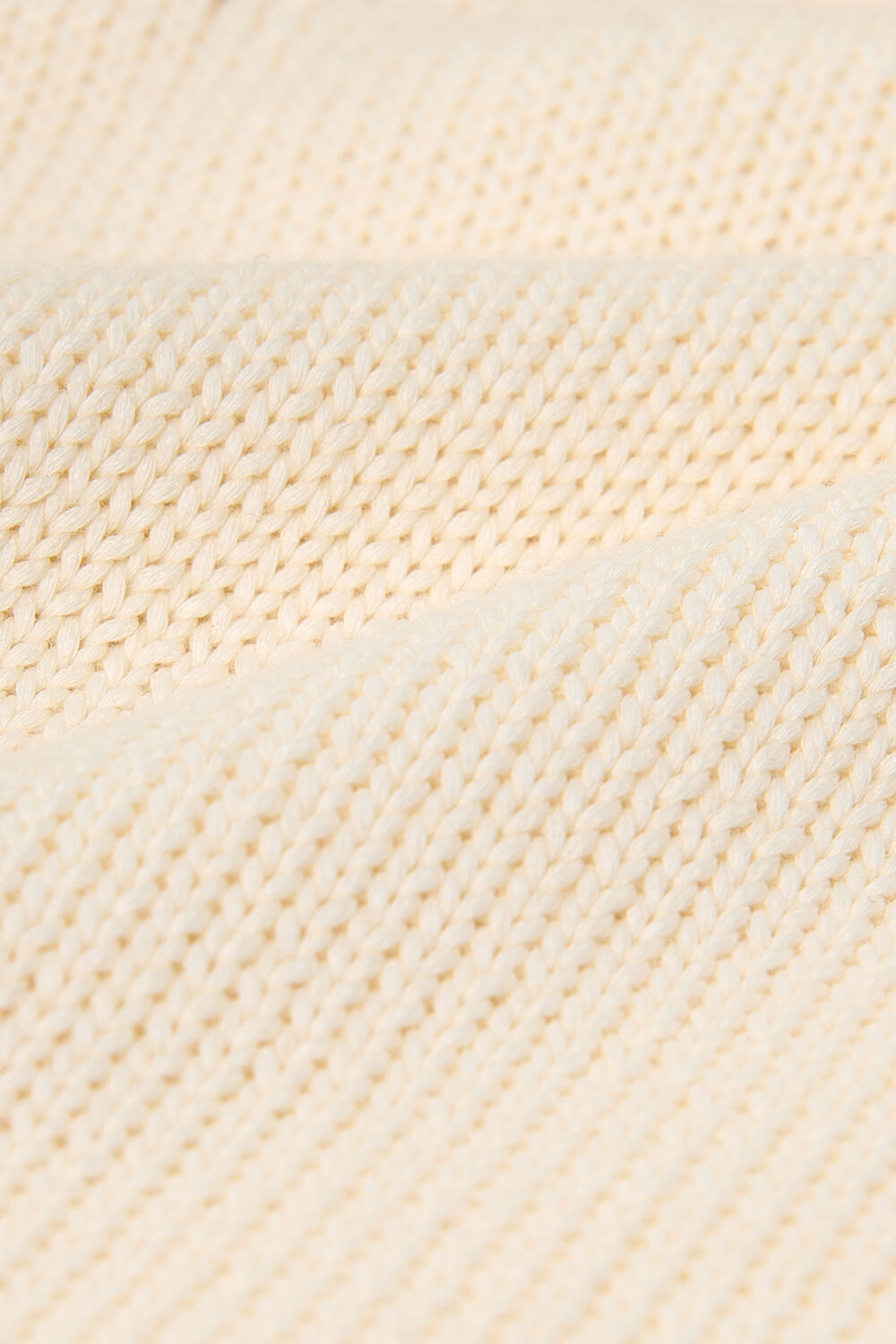 Ivory Fringe Rib Detail Cotton Knit