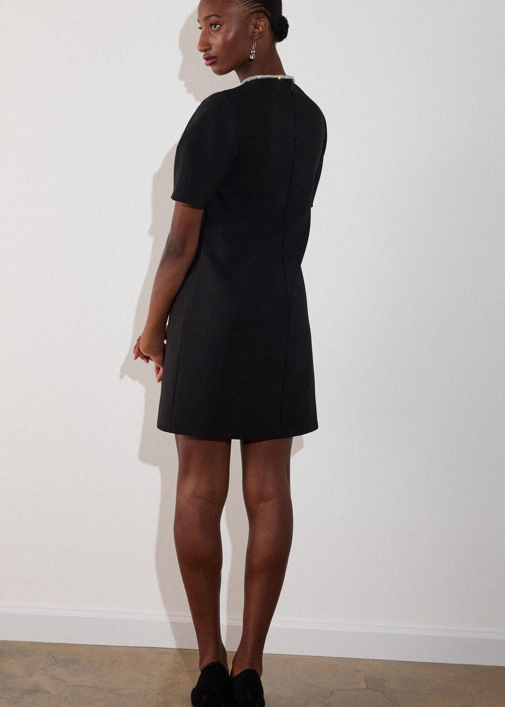 Black Diamante Trim Mini Dress