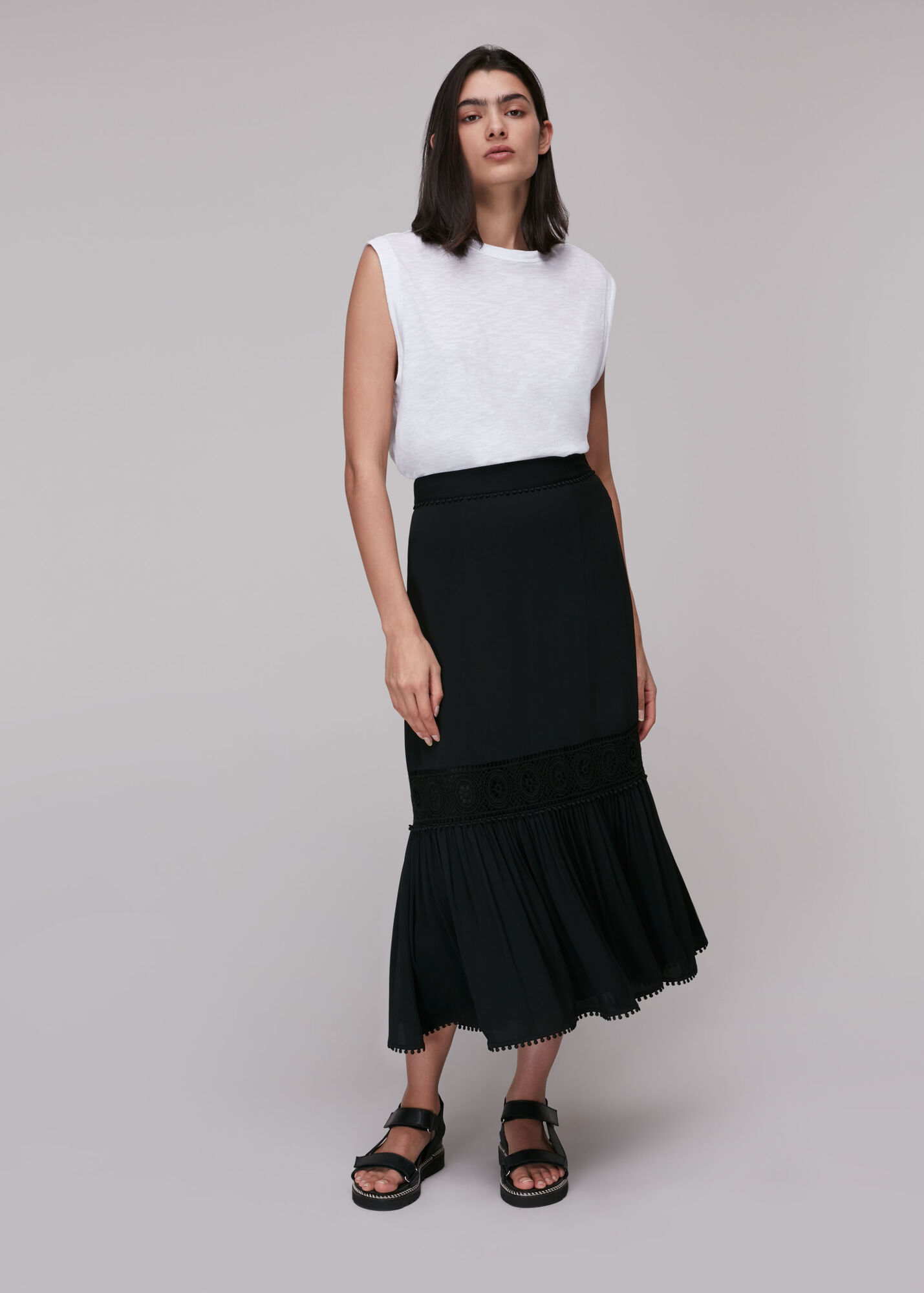 Whistles Women Ada Crochet Detail Skirt - Black - 04