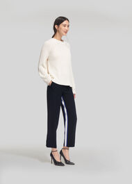 Stripe Insert Crepe Trouser Navy