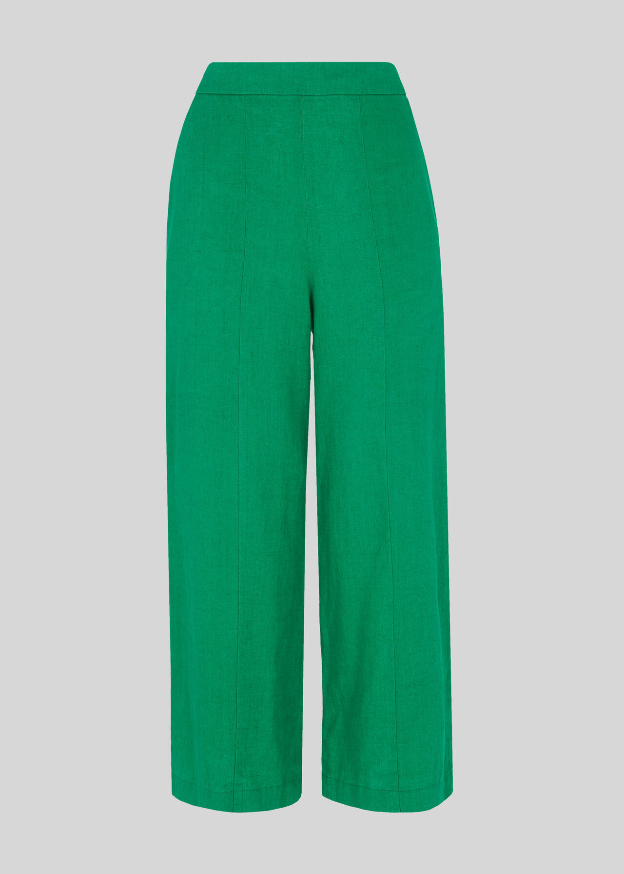 Linen Crop Wide Leg Green