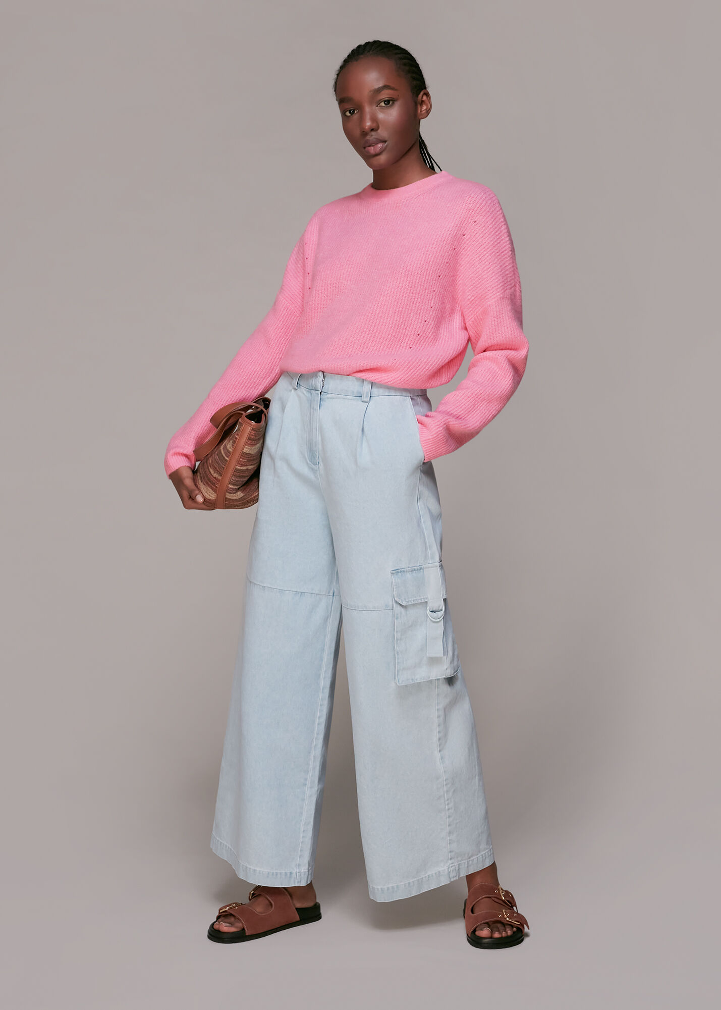 Pale pink on sale ribbed jumper