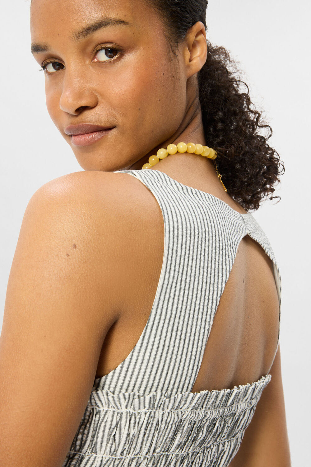 Seersucker Ruched Bodice Dress