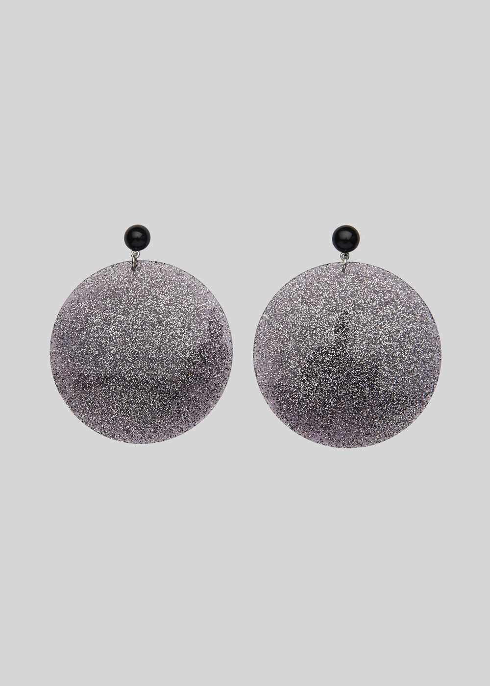 Large Glitter Resin Earring Silver