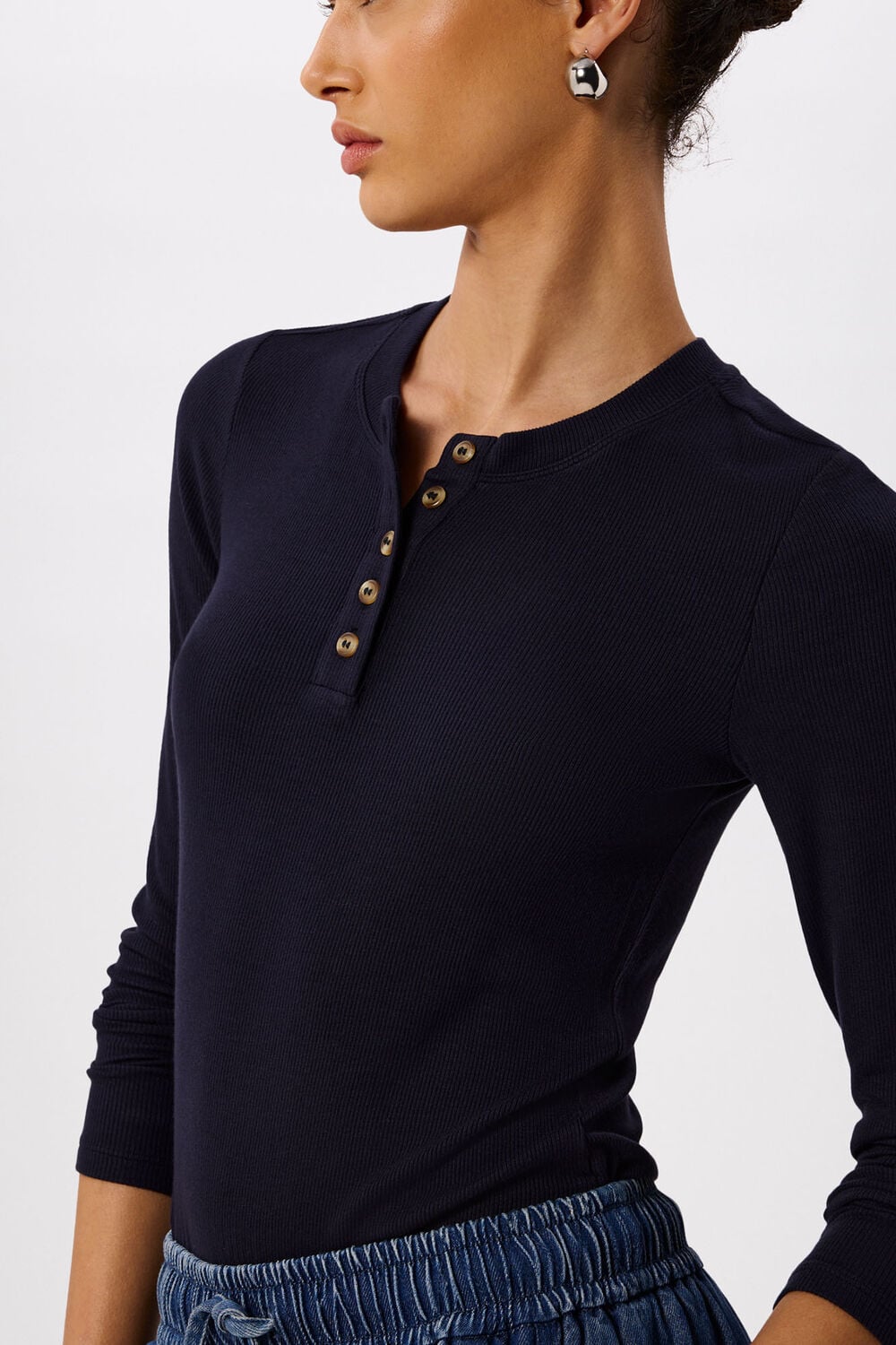 Navy Essential Rib Henley