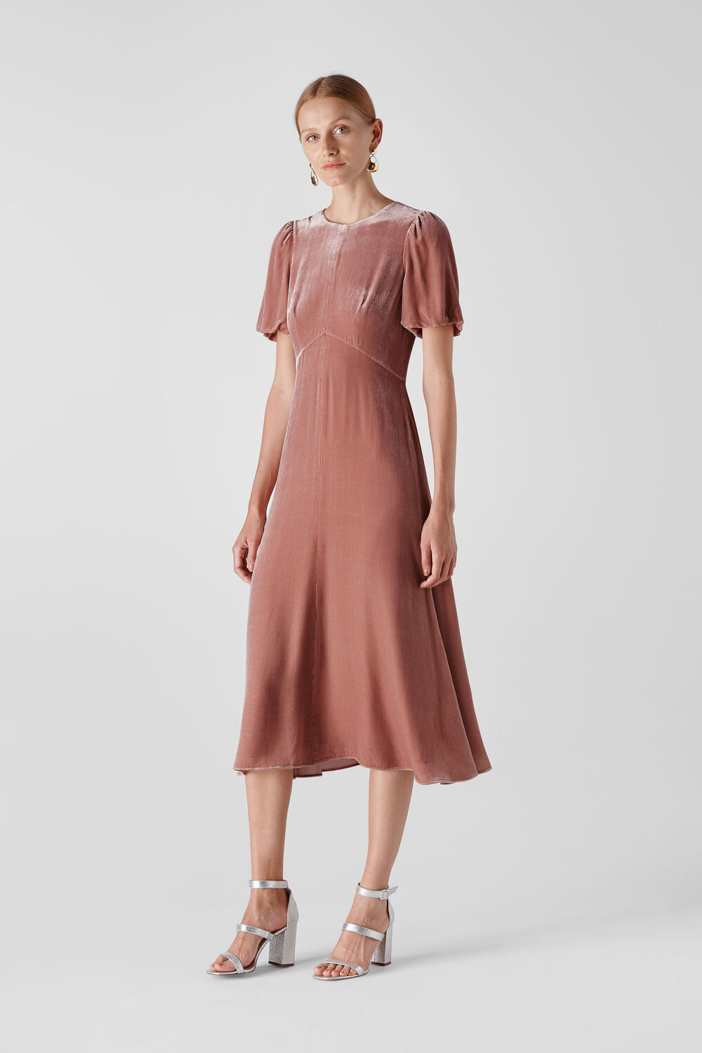 Vilimina Silk Mix Velvet Dress Pink