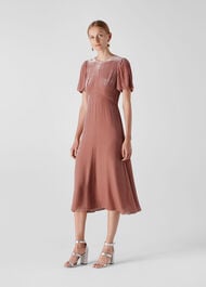 Vilimina Silk Mix Velvet Dress Pink