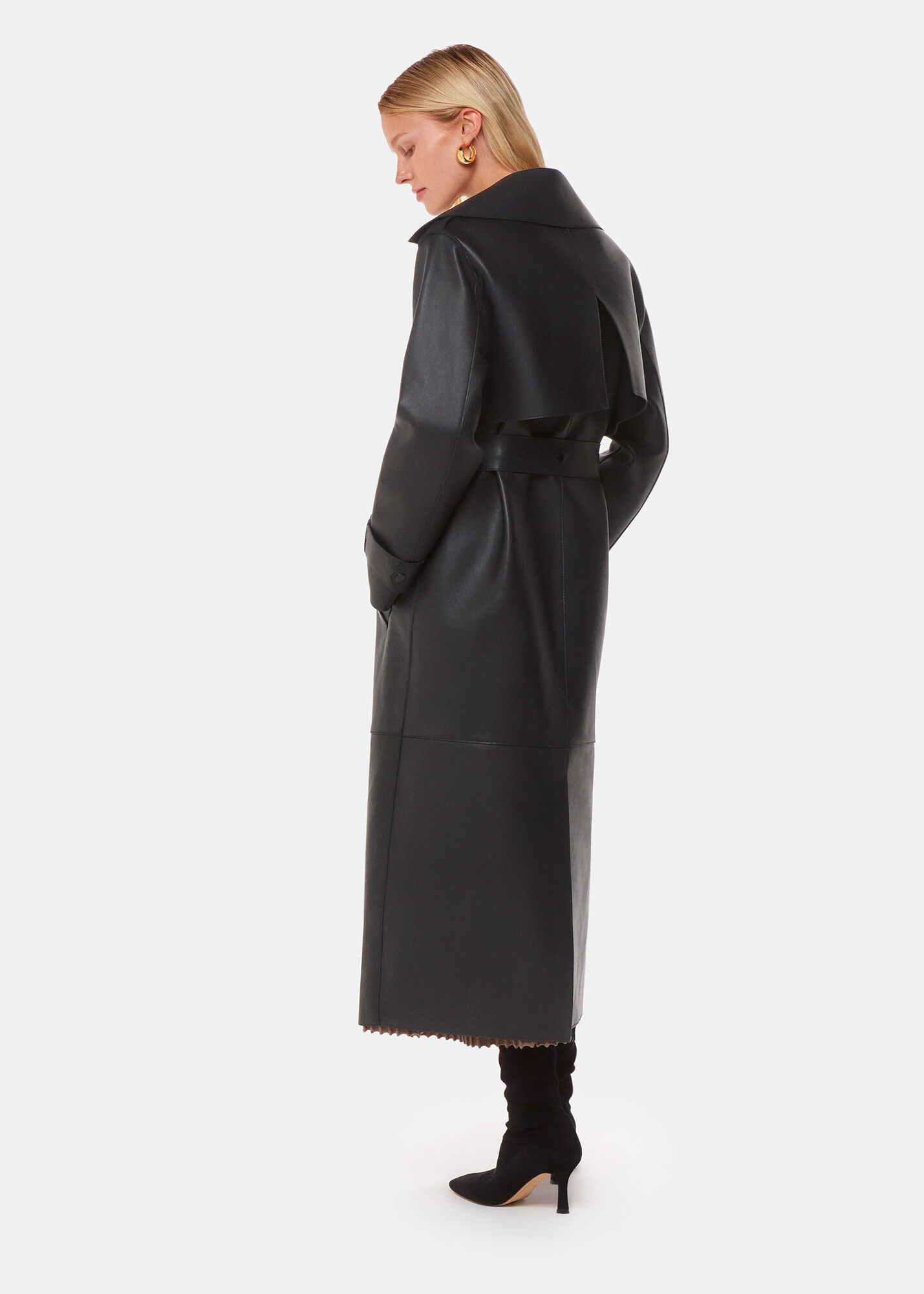 Black Faye Clean Bonded Trench Coat | WHISTLES | Whistles US |