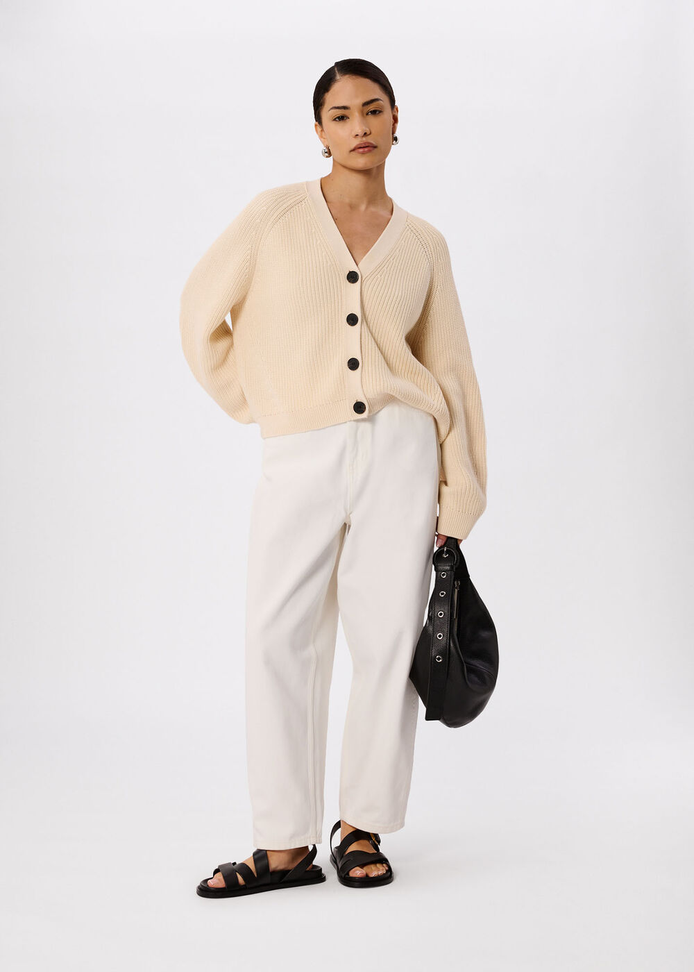 Petite V Neck Cotton Cardigan