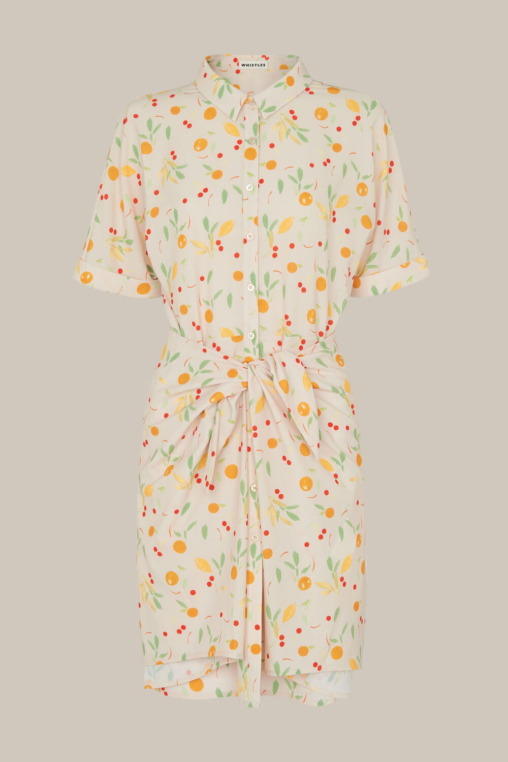 Cream Dolly Fruit Tie Front Dress