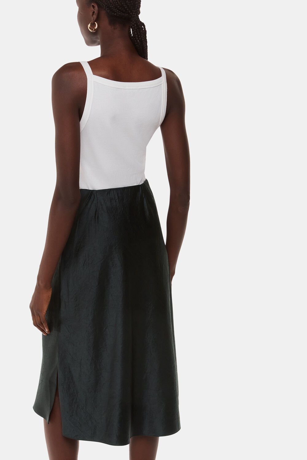 Satin Knee Length Skirt