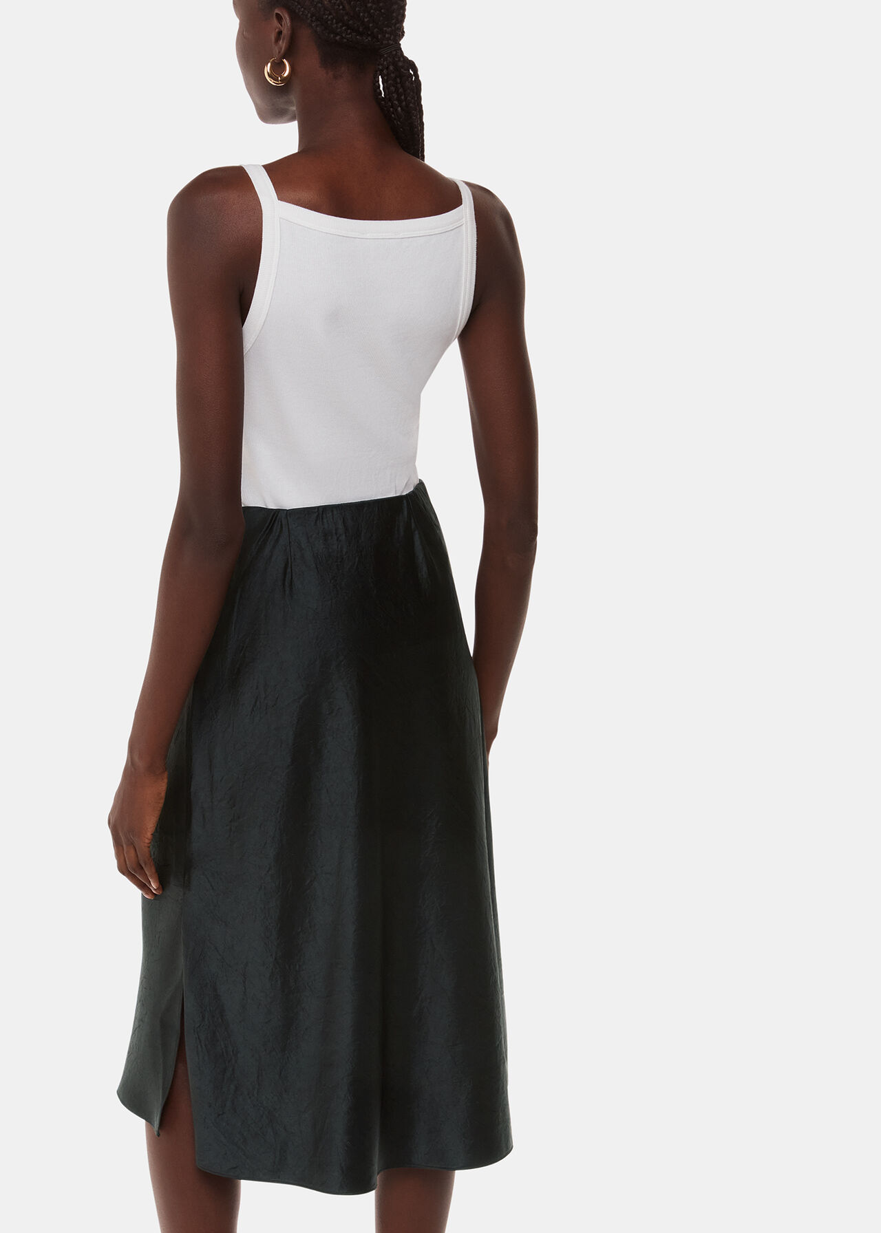 Satin Knee Length Skirt